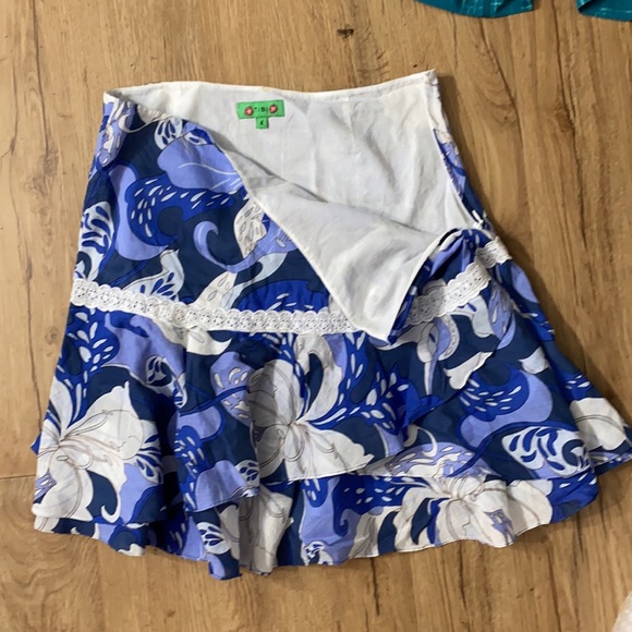 Tibi Skirt 4 Blue White Ruffle Layered Floral - Picture 7 of 7